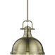 Yep Duncan Pendant Ceiling Light in Aged Brass, Large