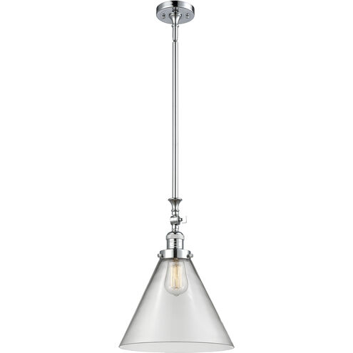 Franklin Restoration Cone LED 12 inch Polished Chrome Mini Pendant Ceiling Light in Clear, Franklin Restoration