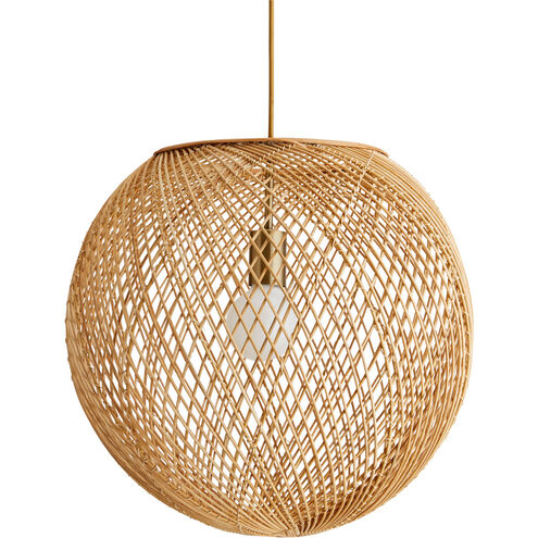 Indiana 1 Light 18 inch Natural and Antique Brass Pendant Ceiling Light