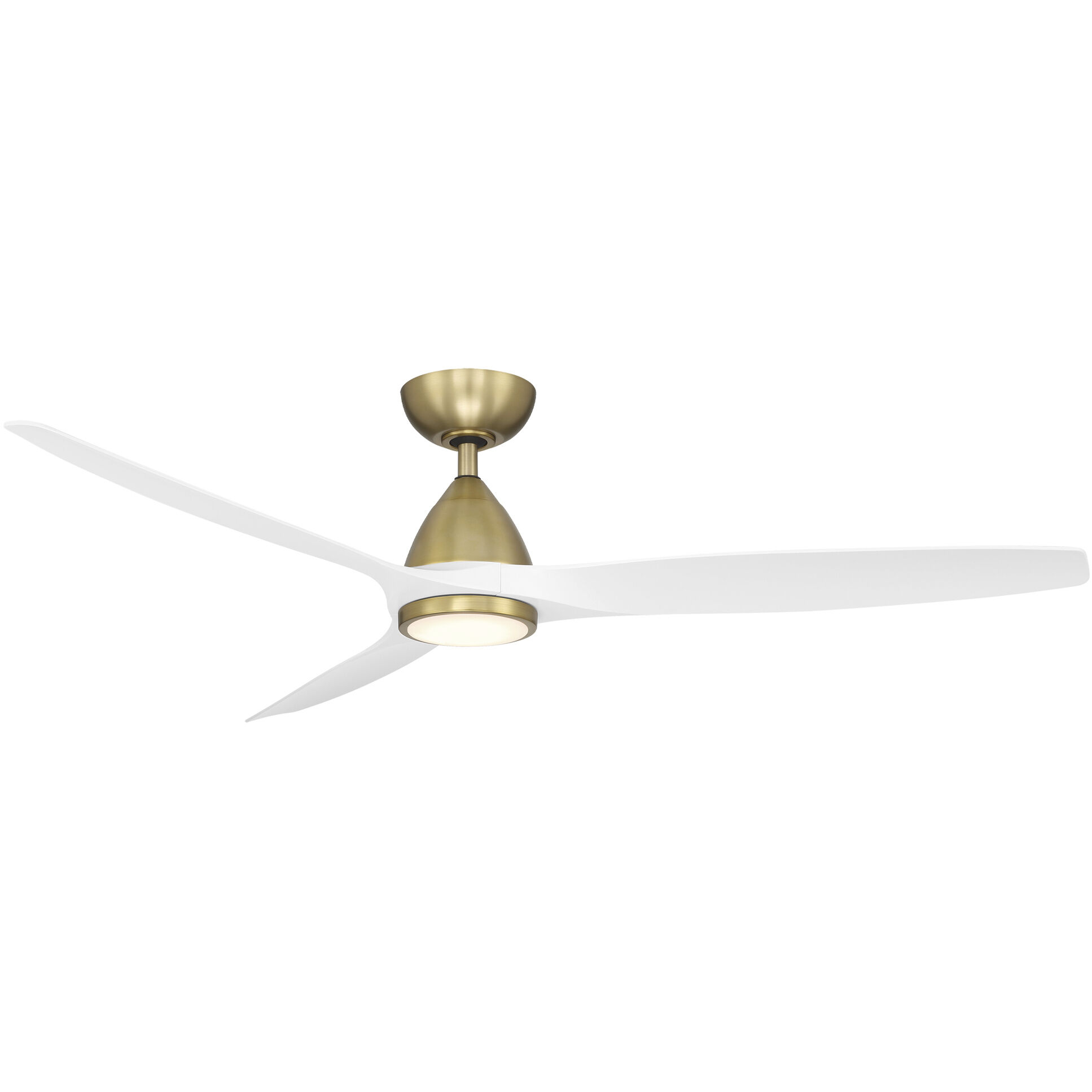 Skylark 62 inch Soft Brass and Matte White with Matte White Blades Downrod Ceiling Fan in Soft Brass Matte White