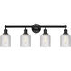 Edison Bridal Veil 4 Light 32 inch Matte Black Bath Vanity Light Wall Light