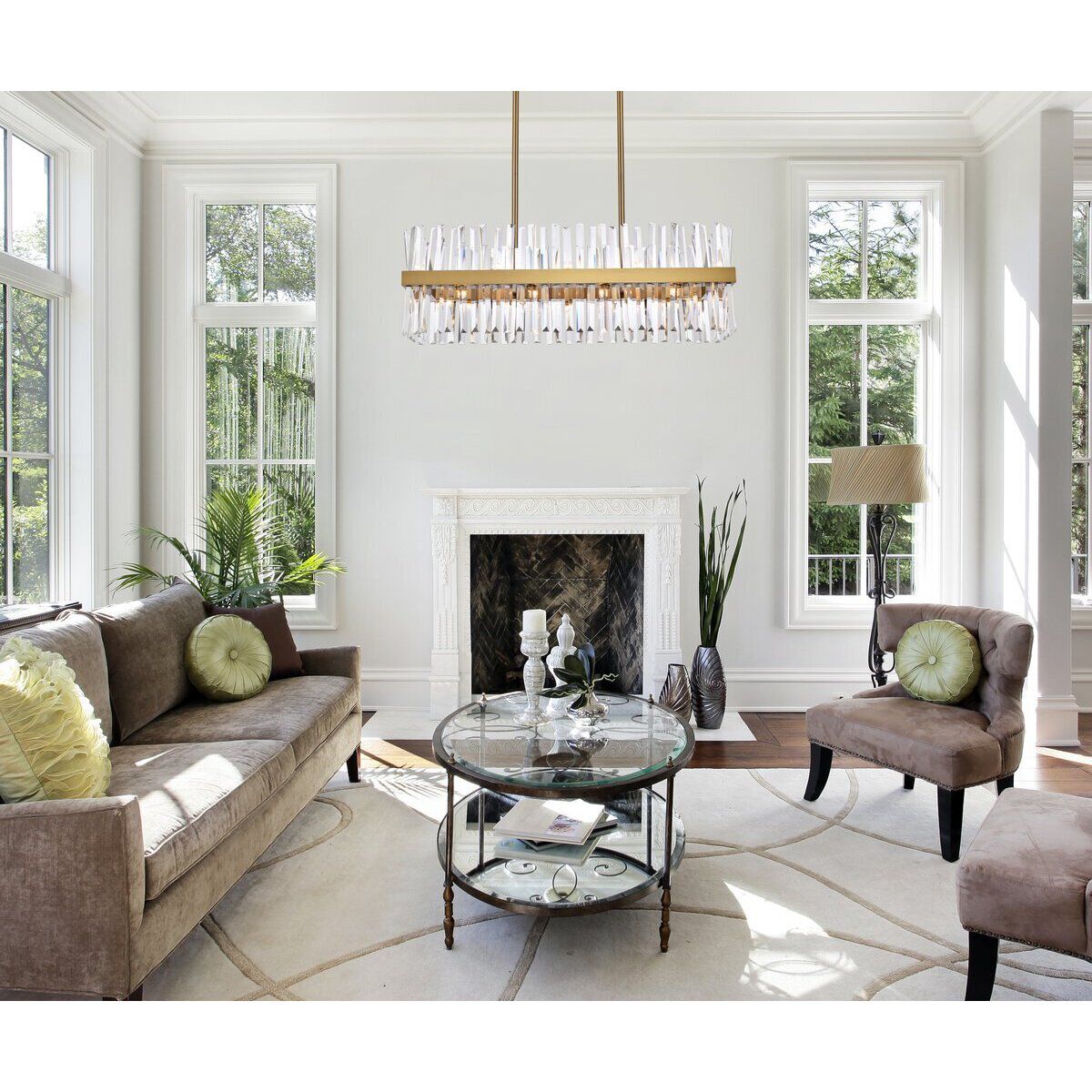 Serephina 20 Light 36 inch Satin Gold Linear Chandelier Ceiling Light