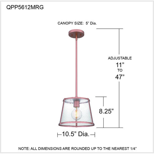 Labrant 1 Light 10.5 inch Matte Rose Gold Mini Pendant Ceiling Light