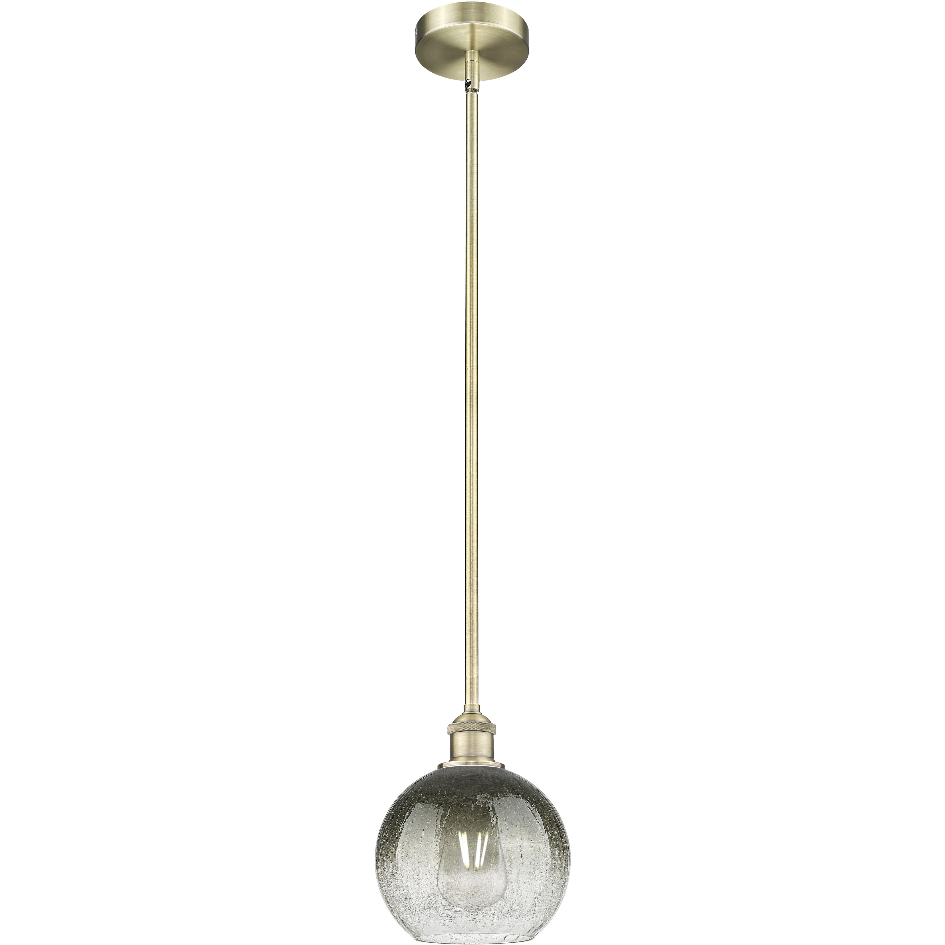 Edison Brookhaven Globe 1 Light 7.88 inch Antique Brass Mini Pendant Ceiling Light in Slate Glass
