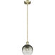 Edison Brookhaven Globe 1 Light 7.88 inch Antique Brass Mini Pendant Ceiling Light in Slate Glass