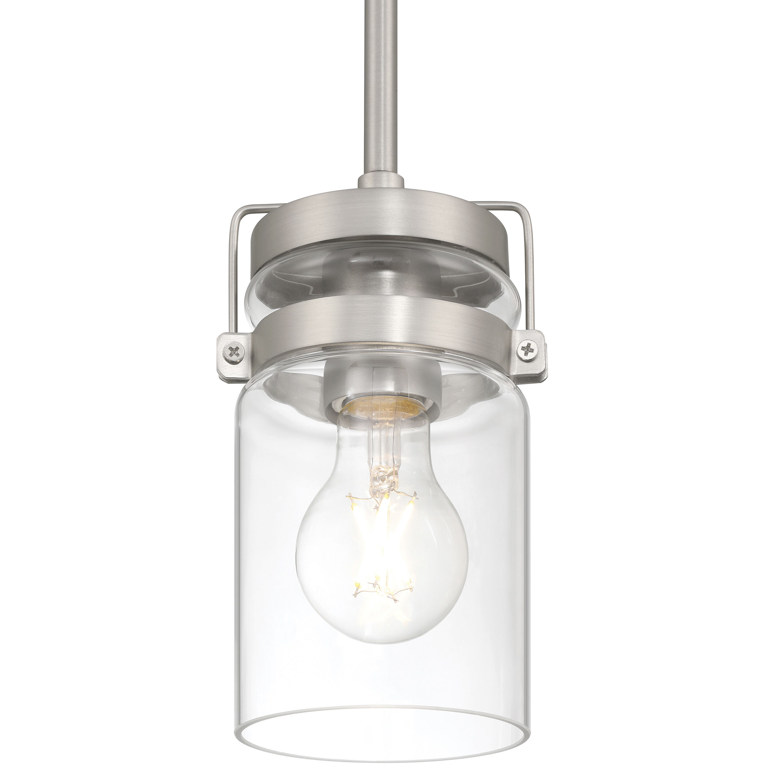 Shelby LED 4.5 inch Brushed Steel and Clear Pendant Ceiling Light