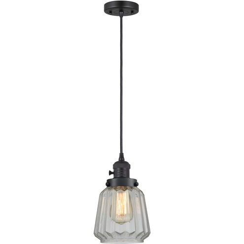 Franklin Restoration Chatham LED 6 inch Matte Black Mini Pendant Ceiling Light in Clear