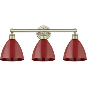 Plymouth Dome 3 Light 25.5 inch Antique Brass and Red Bath Vanity Light Wall Light