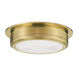 Greenport LED 14 inch Aged Brass Flush Mount Ceiling Light