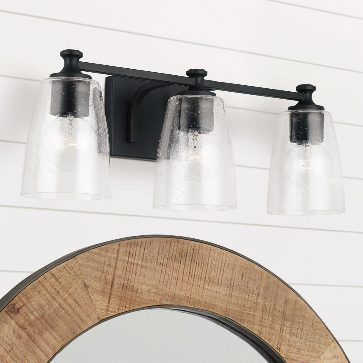 Myles 3 Light 23 inch Matte Black Vanity Light Wall Light