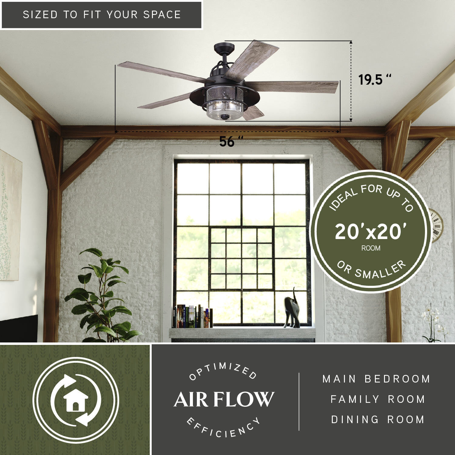 Charleston 56 inch New Bronze with Driftwood-Dark Maple Blades Ceiling Fan