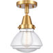 Franklin Restoration Olean LED 7 inch Satin Gold Flush Mount Ceiling Light in Clear Glass