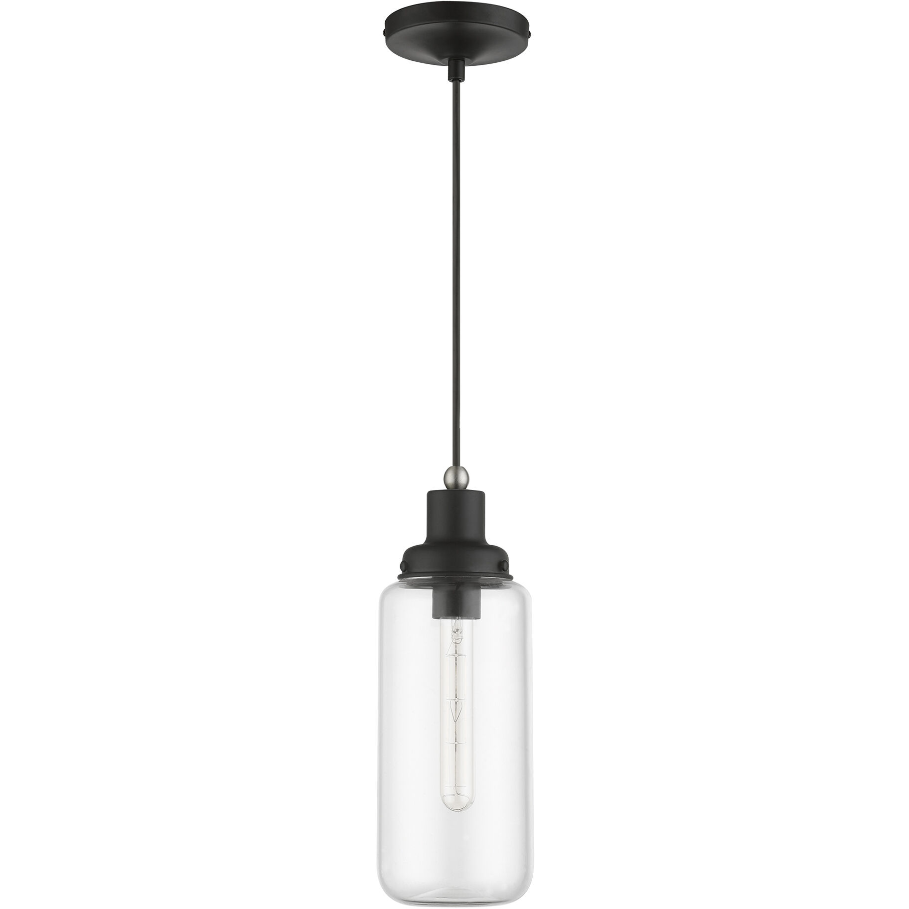 Oakhurst 1 Light 5 inch Black with Brushed Nickel Accent Mini Pendant Ceiling Light