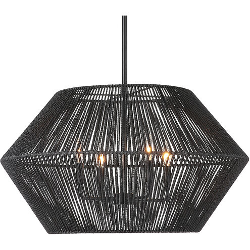 Suva 4 Light 28 inch Black Rope Pendant Ceiling Light