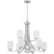 Bolden 9 Light 29 inch Brushed Polished Nickel Chandelier Ceiling Light in White Frosted Glass, Neighborhood Collection