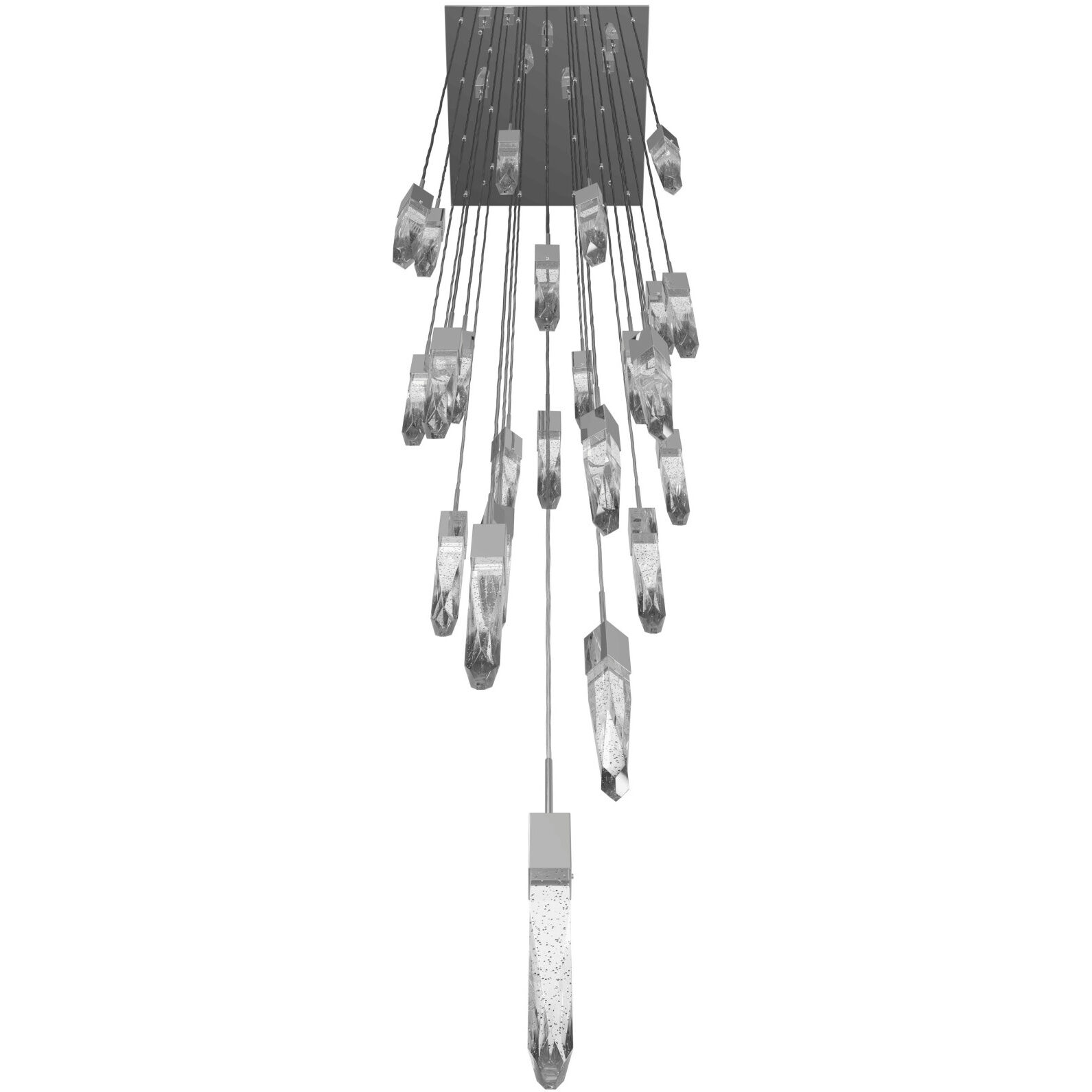 Aspen LED 28 inch Polished Chrome Multi Port Pendant Ceiling Light in Bubbled