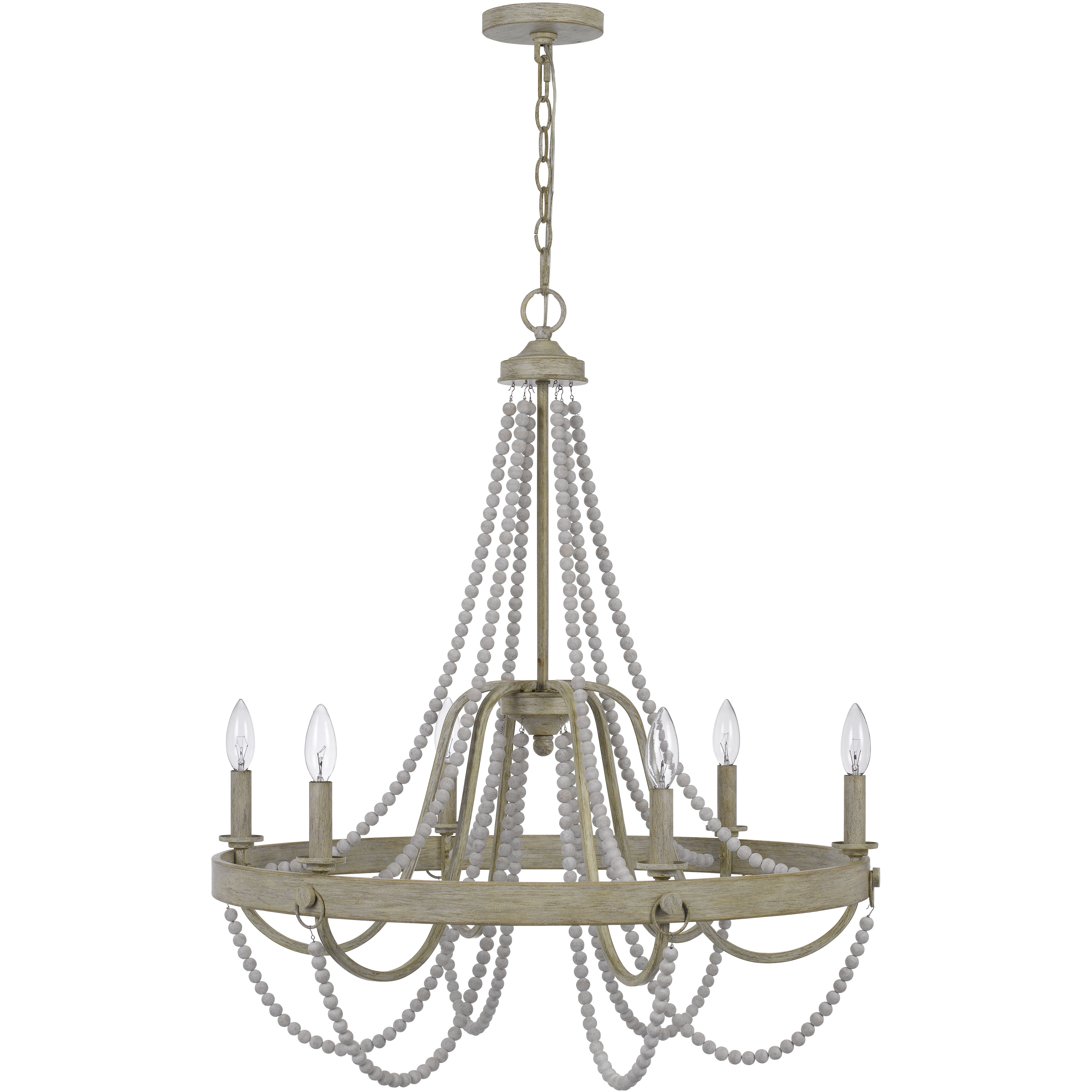 Macon 6 Light 28 inch Drifted Wood and Antique Silver Chandelier Ceiling Light
