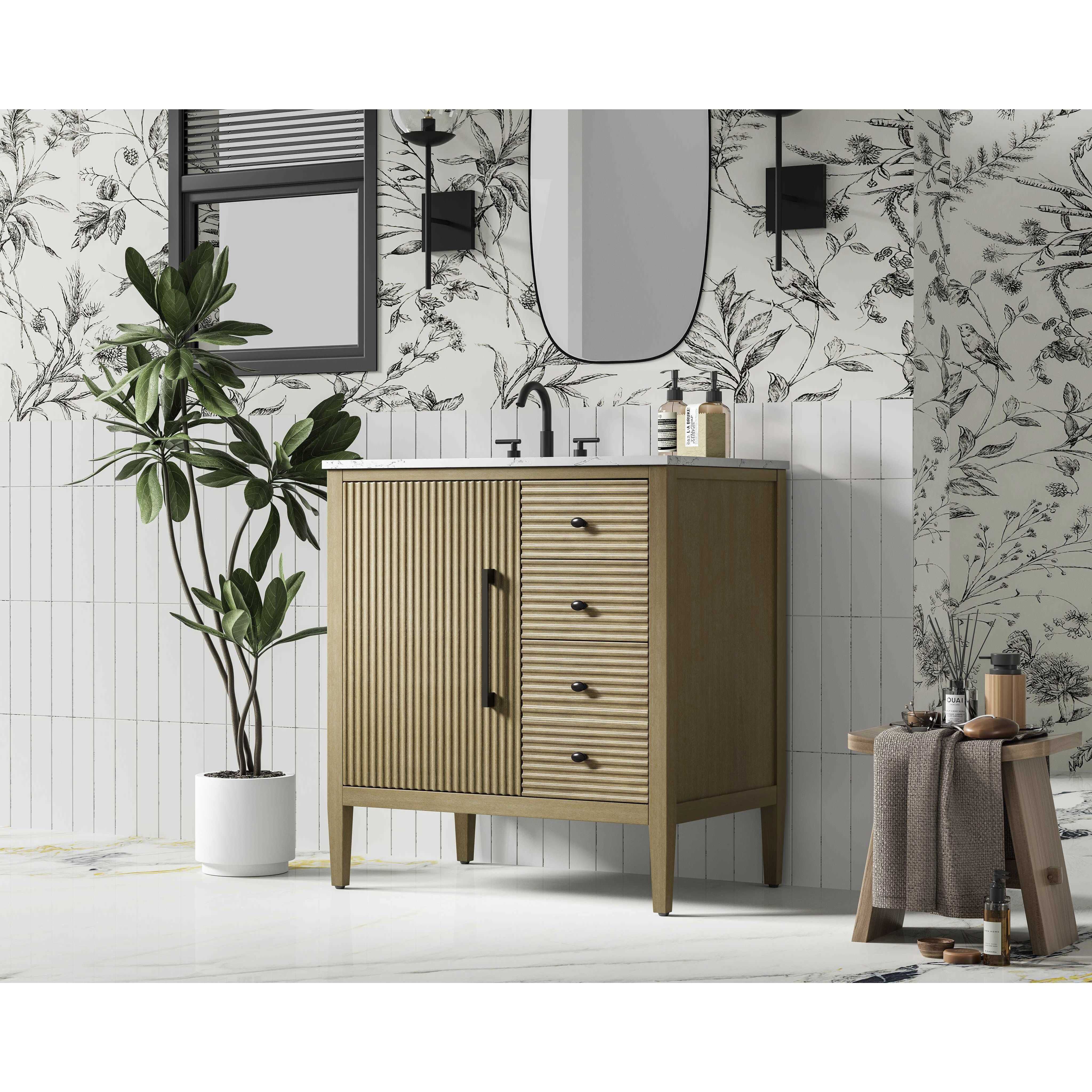 Blakely 32 X 34 inch Linen Oak Bathroom Vanity Cabinet