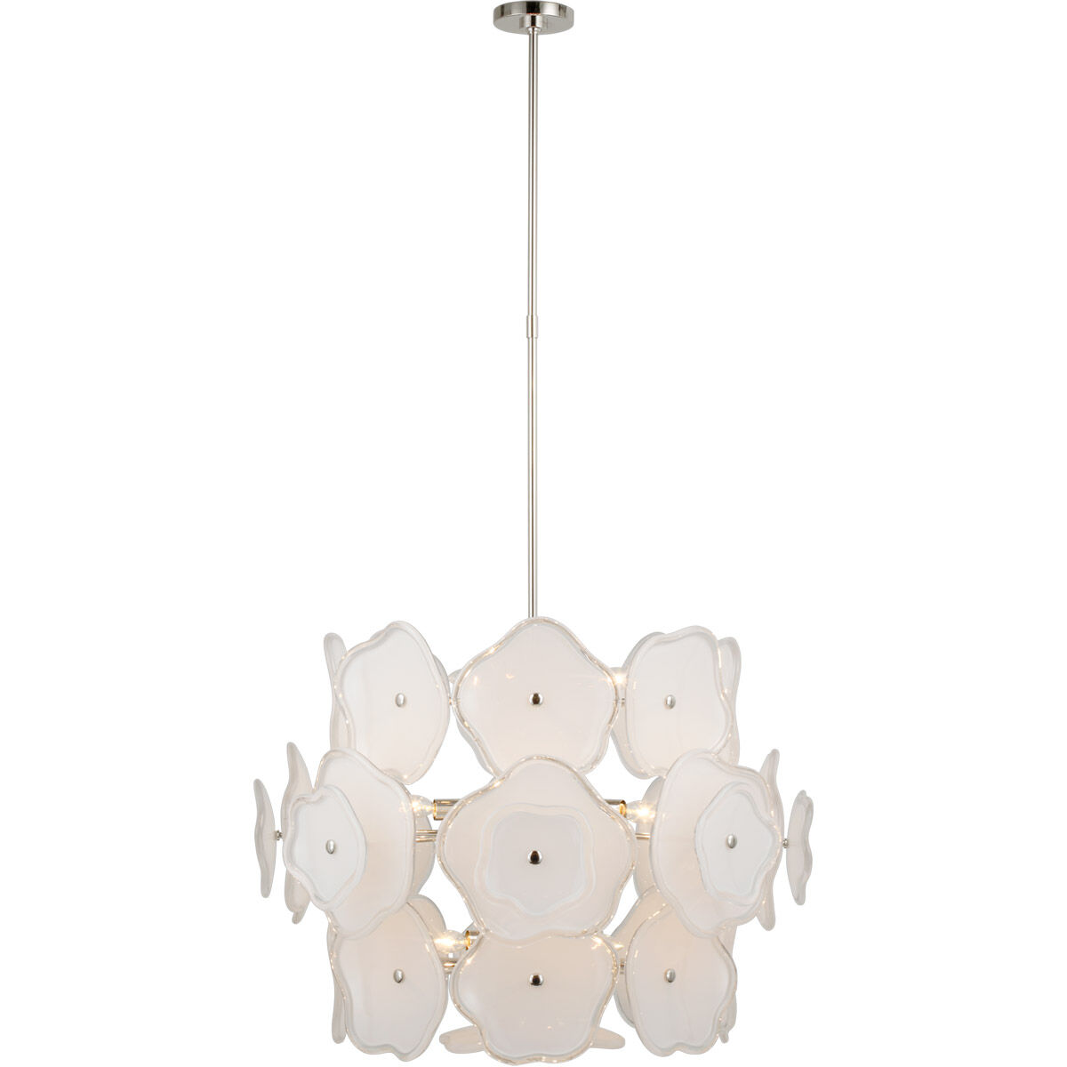 kate spade new york Leighton LED 30.5 inch Polished Nickel Barrel Chandelier Ceiling Light in Cream Tinted Glass, Large