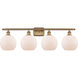 Ballston Athens 4 Light 36 inch Brushed Brass Bath Vanity Light Wall Light in Matte White Glass, Ballston