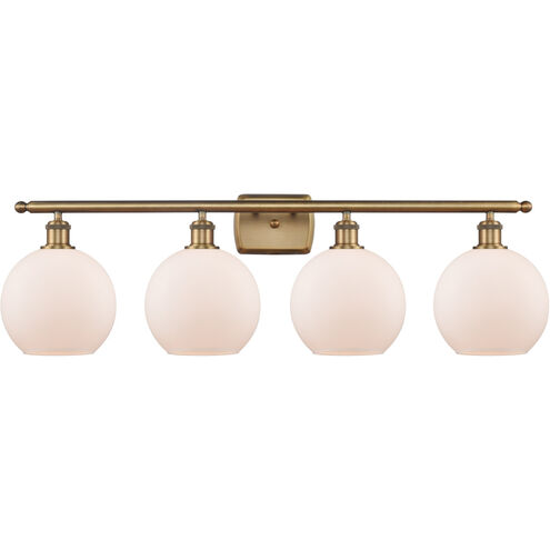 Ballston Athens 4 Light 36 inch Brushed Brass Bath Vanity Light Wall Light in Matte White Glass, Ballston