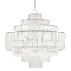 Sommelier 8 Light 27 inch Contemporary Silver Leaf/Opaque White Chandelier Ceiling Light