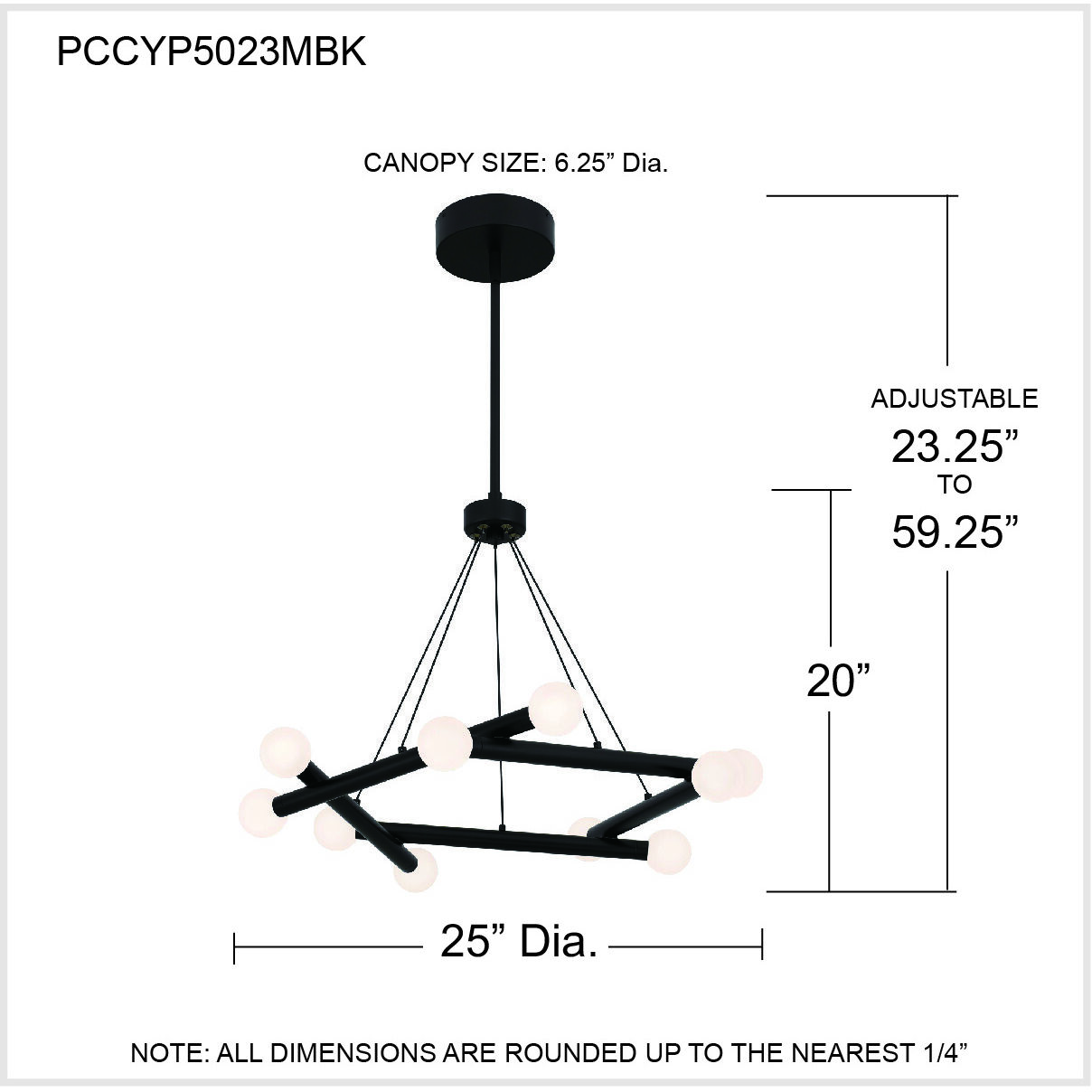 Cyprus LED 25 inch Matte Black Chandelier Ceiling Light