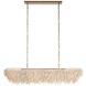 Cabo 6 Light 57 inch Ivory and Antique Brass Linear Chandelier Ceiling Light