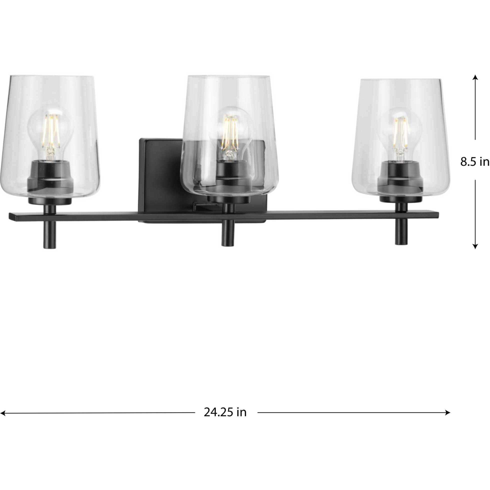 Calais 3 Light 24 inch Matte Black Bath Vanity Wall Light