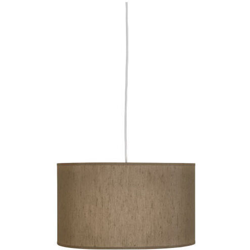 Elena 1 Light 15 inch Painted White Pendant Ceiling Light in Mushroom Dupioni