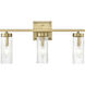 Iversen 3 Light 21 inch Vintage Brass Bathroom Vanity Light Wall Light