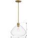 Elaris 1 Light 12.5 inch Legacy Brass Pendant Ceiling Light