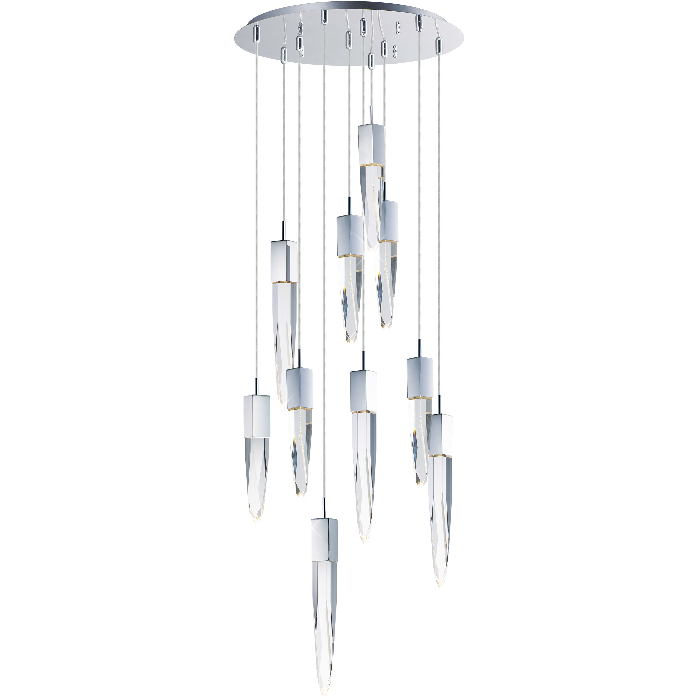 Quartz LED 20 inch Polished Chrome Multi-Light Pendant Ceiling Light