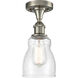 Ballston Ellery 1 Light 5 inch Brushed Satin Nickel Semi-Flush Mount Ceiling Light in Seedy Glass, Ballston