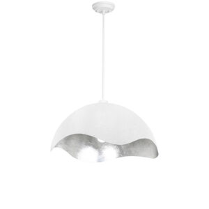 Eclos 1 Light 23.88 inch Textured White With Silver Leaf Inside Pendant Ceiling Light