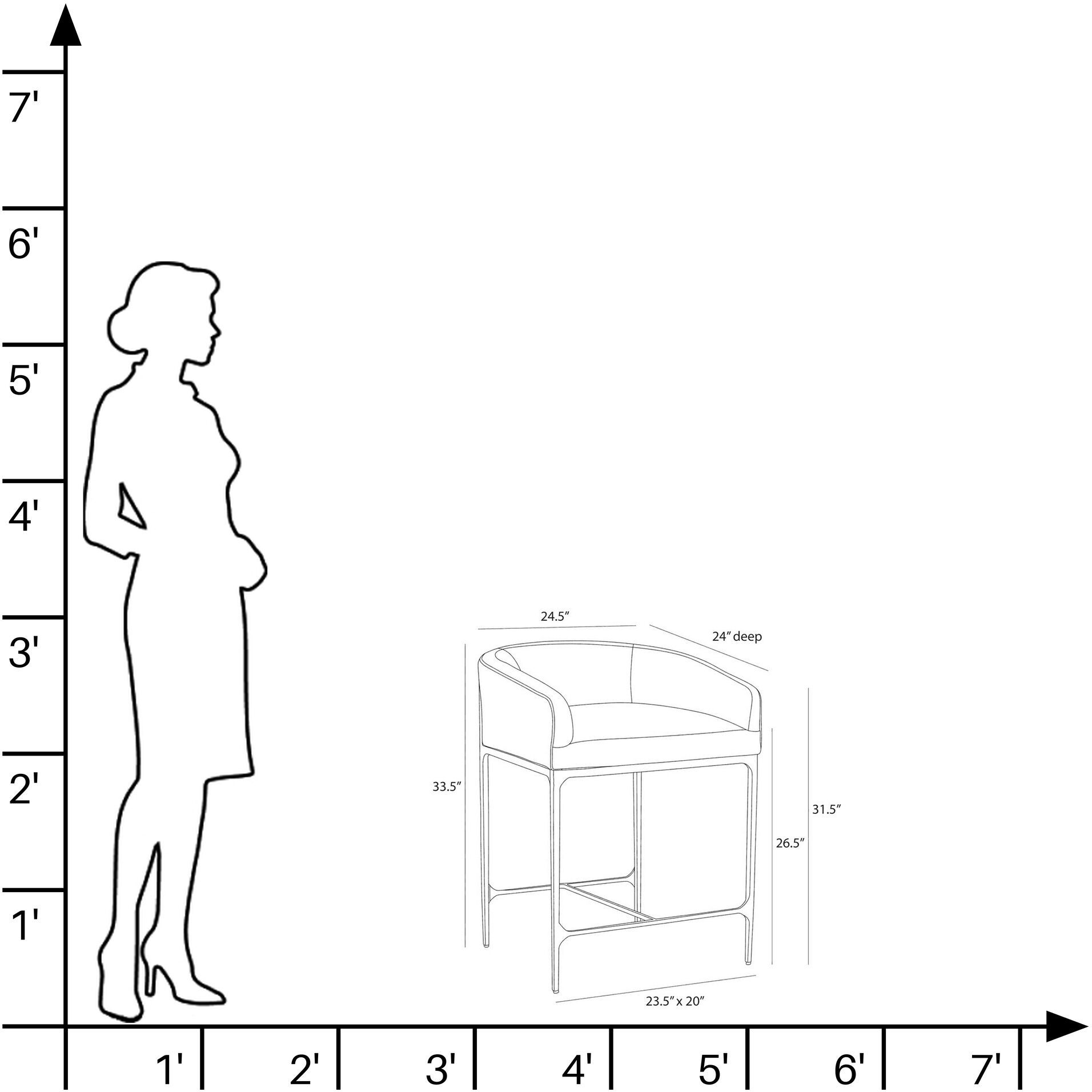 Osbourne 33.5 inch Black and Blackened Iron Counter Stool