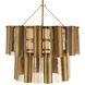 Faramond 10 Light 35 inch Vintage Brass and Hammered Smoke Slump Glass Chandelier Ceiling Light
