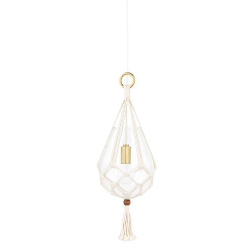 Tessa 1 Light 10 inch Aged Brass, Natural Pendant Ceiling Light