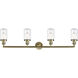 Franklin Restoration Dover 4 Light 43 inch Antique Brass Bath Vanity Light Wall Light in Incandescent, Clear Glass, Franklin Restoration