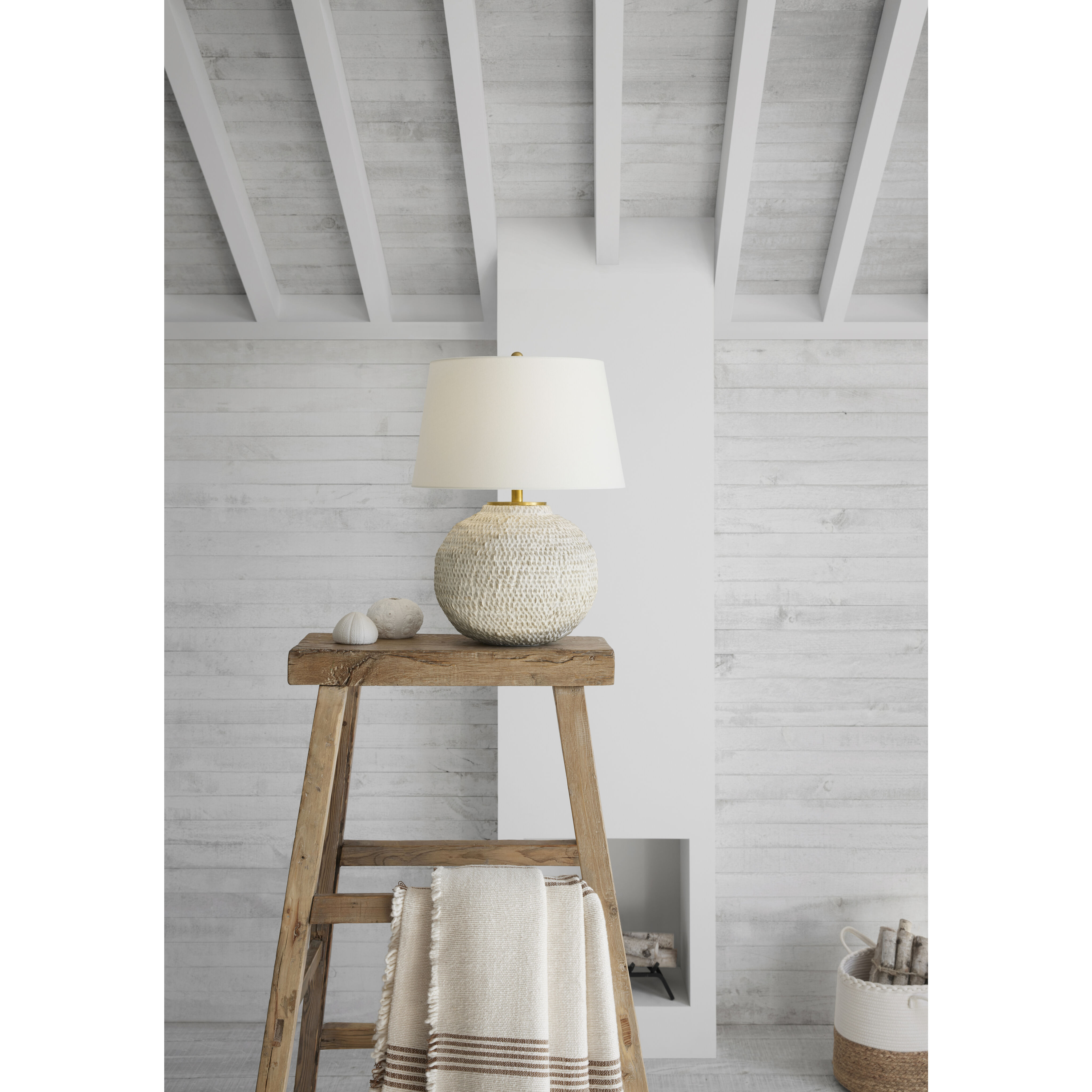 Marie Flanigan Avedon 21.5 inch 15 watt Plaster White Rattan Table Lamp Portable Light, Small