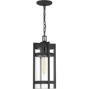 Tofino 1 Light 7 inch Textured Black and Clear Seeded Outdoor Hanging Lantern