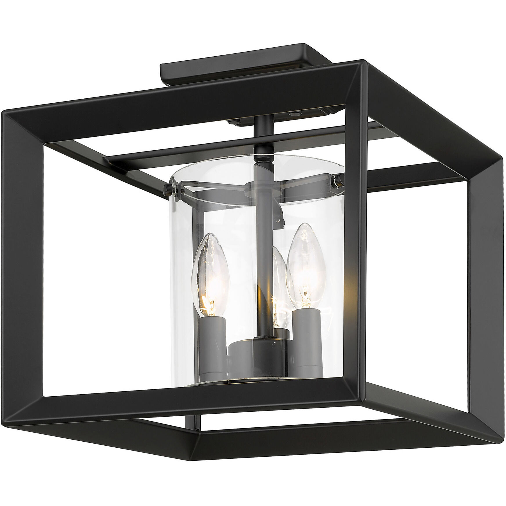 Smyth 3 Light 12 inch Matte Black Semi-Flush Mount Ceiling Light in Clear Glass