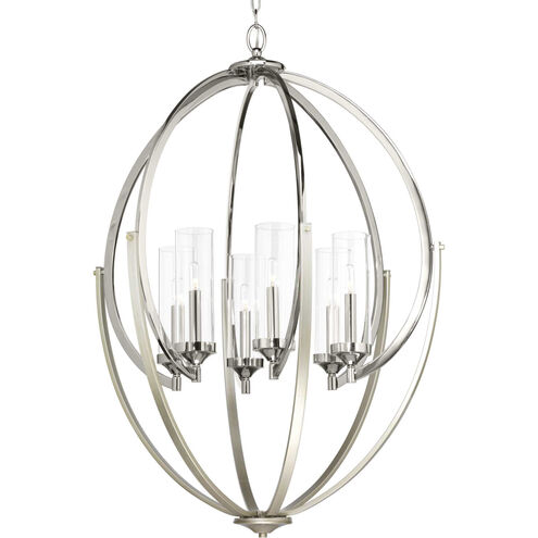 Evoke 6 Light 29 inch Polished Nickel Chandelier Ceiling Light, Design Series