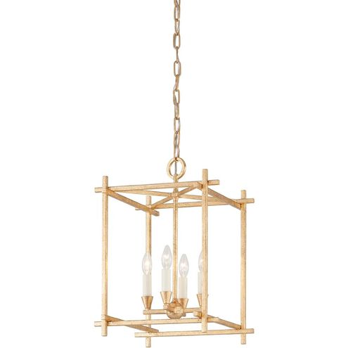 Huck 4 Light 15 inch Vintage Gold Leaf Pendant Ceiling Light