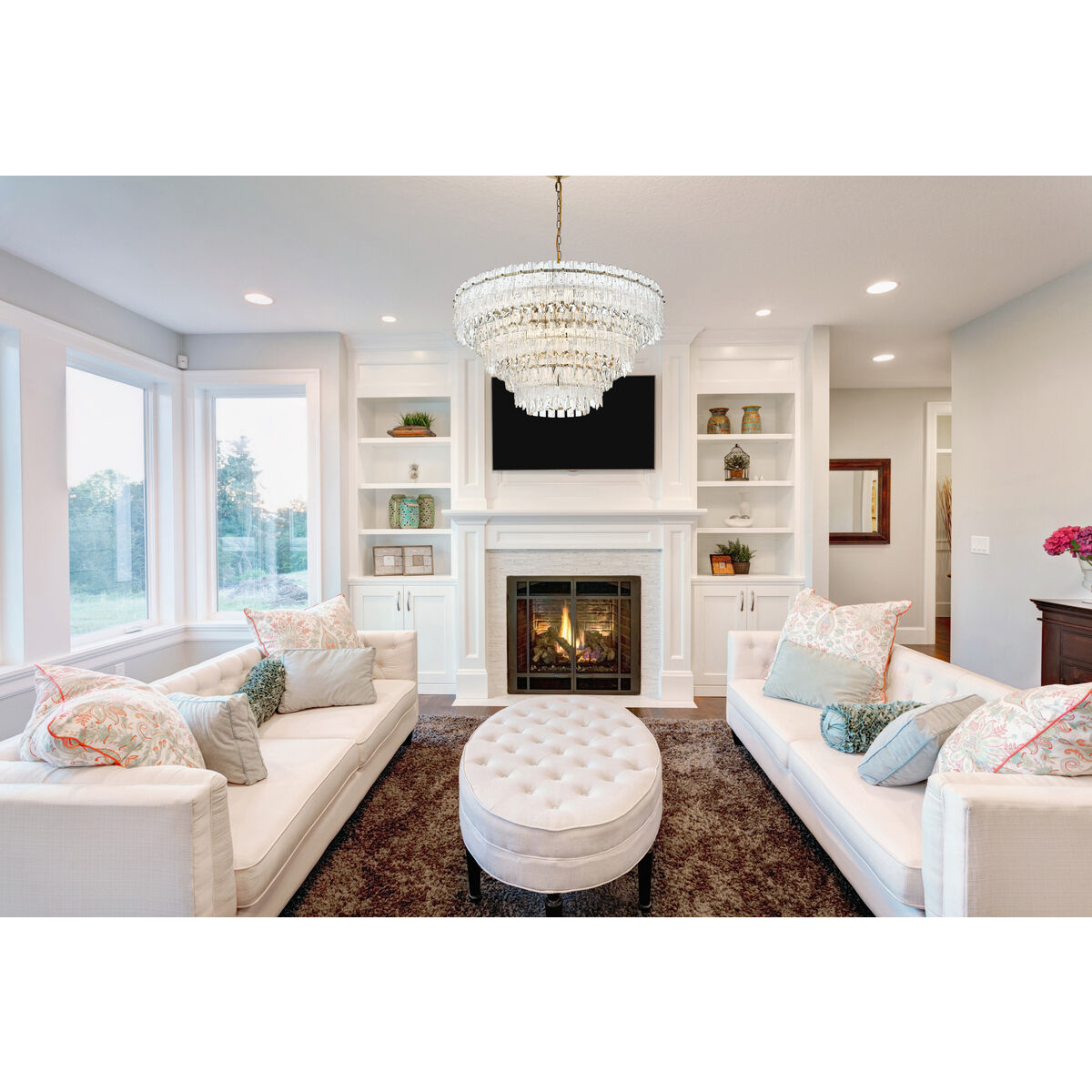 Emilia 10 Light 31 inch Satin Gold Pendant Ceiling Light