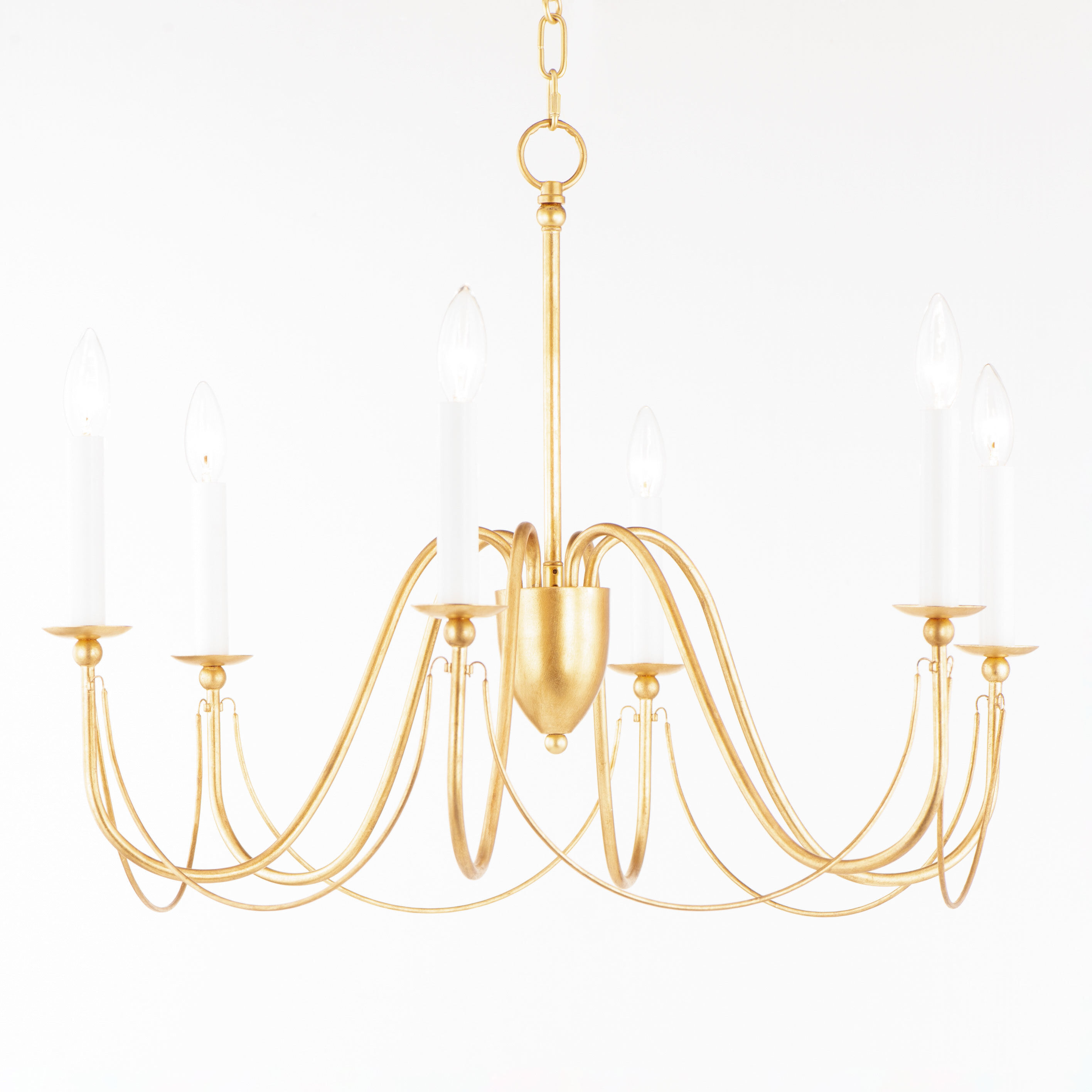 Plumette 6 Light 28 inch Gold Leaf Chandelier Ceiling Light