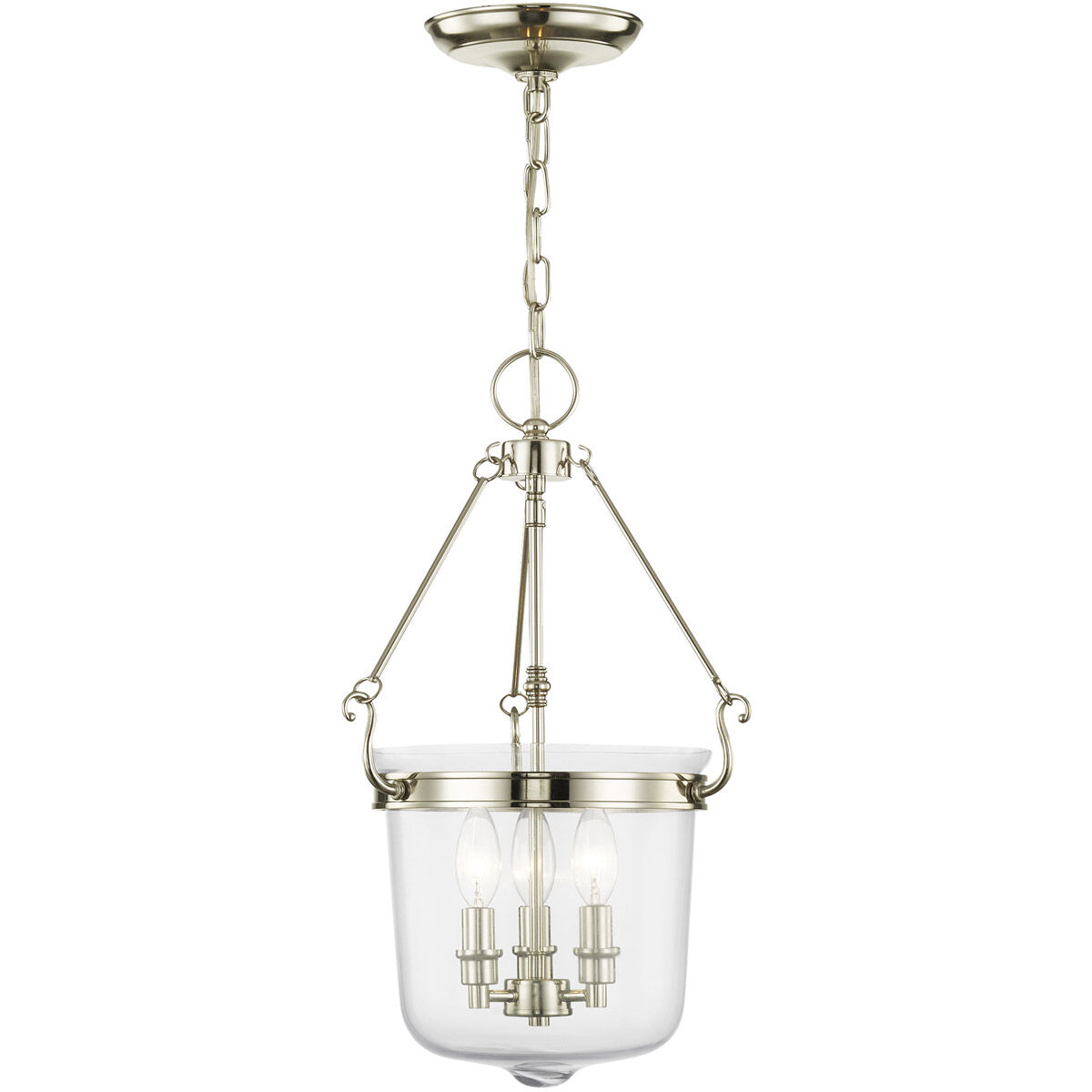 Rockford 3 Light 12 inch Polished Nickel Pendant Ceiling Light