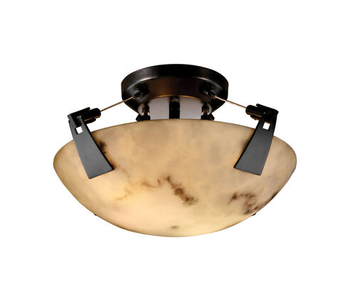 LumenAria LED 16 inch Matte Black Semi-Flush Ceiling Light in Round Bowl, 2000 Lm LED