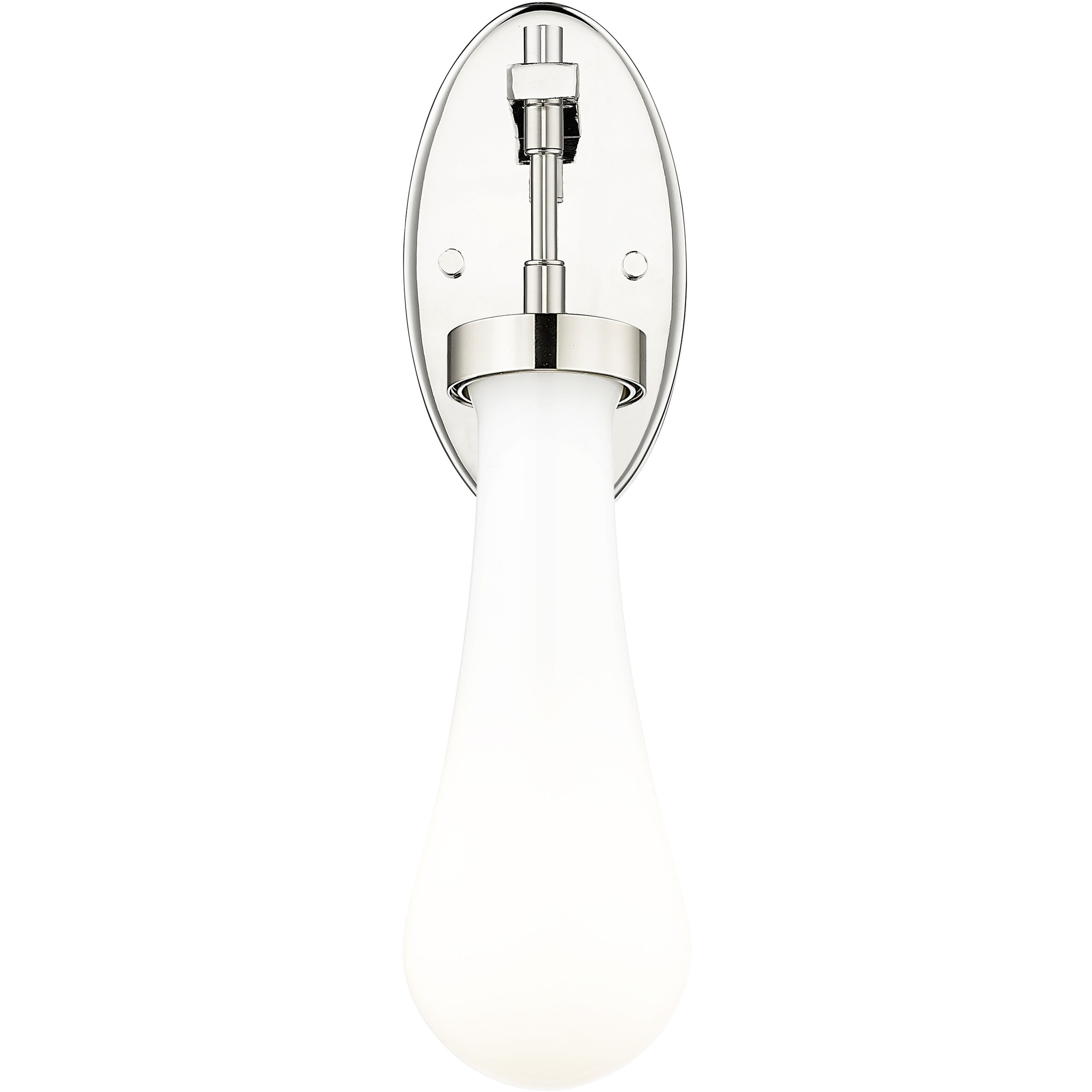 Downtown Urban Owego Armed Sconce Wall Light in Polished Nickel, Gloss White Glass