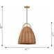 Sean Lavin Norman 1 Light 15.5 inch Satin Brass with Chalk Wicker Pendant Ceiling Light